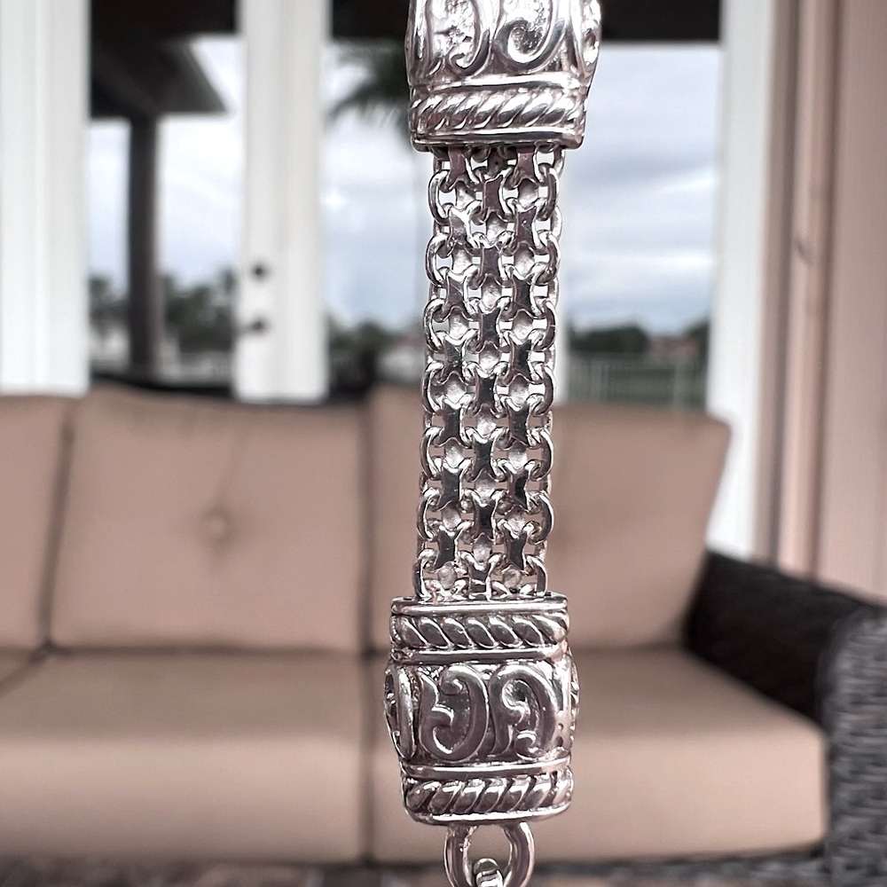 Black Jade and Tanzanite Toggle Clasp Sterling Silver Bracelet - Picture 13 of 15